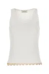 Magda Butrym Lace Trim Ribbed Texture Scoop Neck Top In White