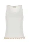 Magda Butrym Lace Trim Ribbed Texture Scoop Neck Top In White