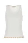Magda Butrym Lace Trim Ribbed Texture Scoop Neck Top In White