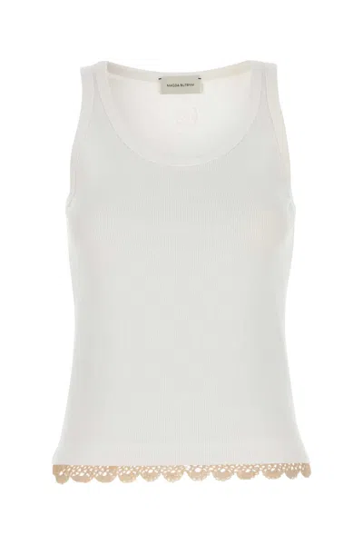 Magda Butrym White Stretch Cotton Tank Top
