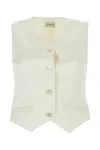 Magda Butrym Cotton Blend Vest With Adjustable Back Strap In White