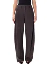 Magda Butrym Wide-leg Pinstripe Trousers In Dark Brown In Brown