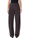 Magda Butrym Wide-leg Pinstripe Trousers In Dark Brown In Brown