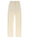Magda Butrym Wide Leg Stretch Cotton Trousers With Asymmetric Stitching In Neutral