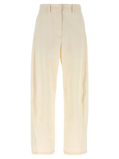 MAGDA BUTRYM WIDE LEG STRETCH COTTON TROUSERS WITH ASYMMETRIC STITCHING