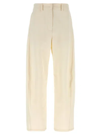 MAGDA BUTRYM MAGDA BUTRYM WIDE LEG STRETCH COTTON TROUSERS WITH ASYMMETRIC STITCHING