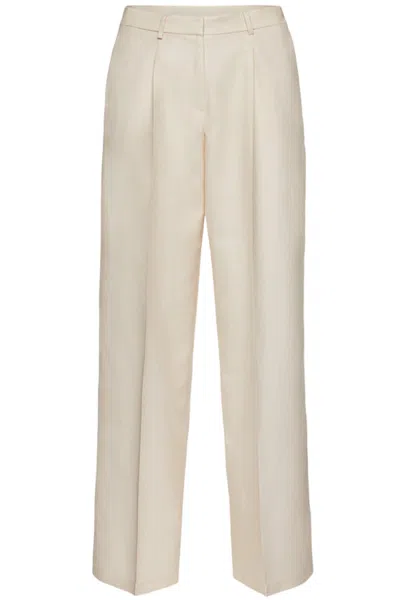 Magda Butrym Wide-leg Tailored Silk Pants In Beige