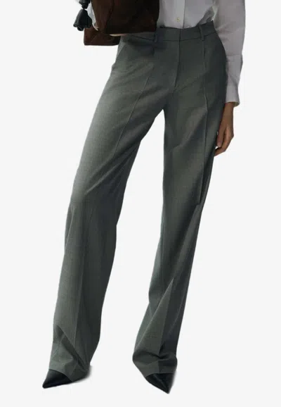 Magda Butrym Wide-leg Tailored Wool-blend Pants In Gray