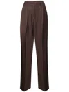 Magda Butrym Women's Wide Stretch Wool Trousers For Comfortable Fit In Brown