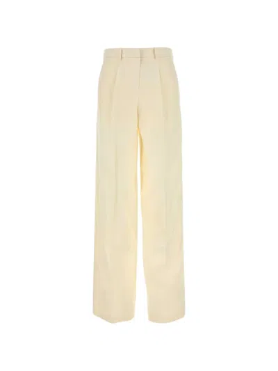Magda Butrym Cream Wool Blend Wide-leg Pant In Neutral