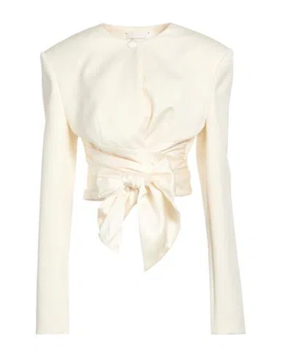 Magda Butrym Woman Blazer Cream Size 6 Silk, Wool In Neutral