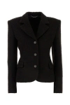 Magda Butrym Boucle Blazer With Notch Lapels And Padded Shoulders In Brown