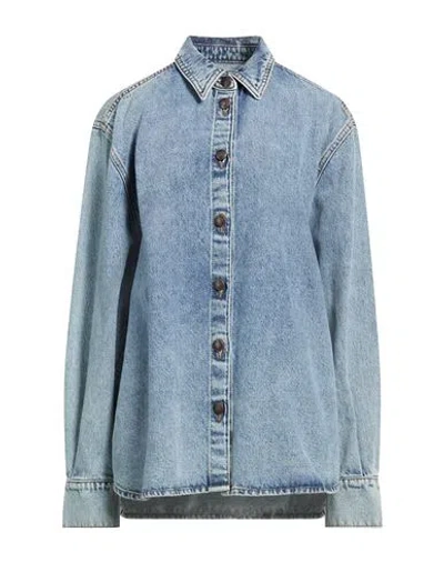 Magda Butrym Woman Denim Shirt Blue Size 6 Cotton