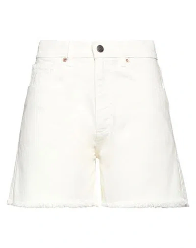 Magda Butrym Woman Denim Shorts Ivory Size 6 Cotton In White