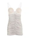 Magda Butrym Crochet Ruched Jersey Minidress In Nude