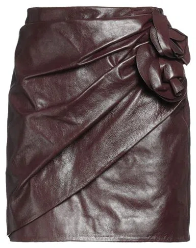 Magda Butrym Floral-appliqué Leather Miniskirt In Red