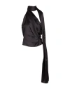 Magda Butrym Wrap-neck Satin Top In Black