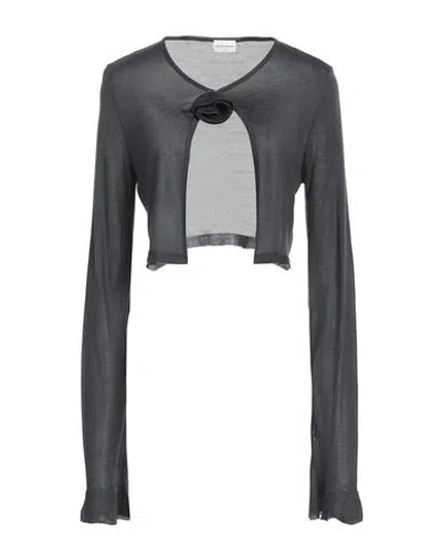 Magda Butrym Woman Wrap Cardigans Charcoal Size 6 Silk In Grey