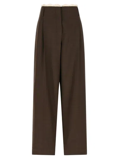 Magda Butrym Wool Tapered Trousers With Fabric Belt In Brown