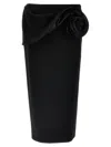 Magda Butrym Draped Floral High Waist Midi Skirt