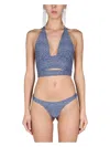 Magda Butrym Bikini Top With All Over Logo In Blue