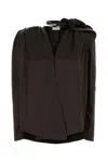 Magda Butrym Classic Silk Blouse With Application In Brown
