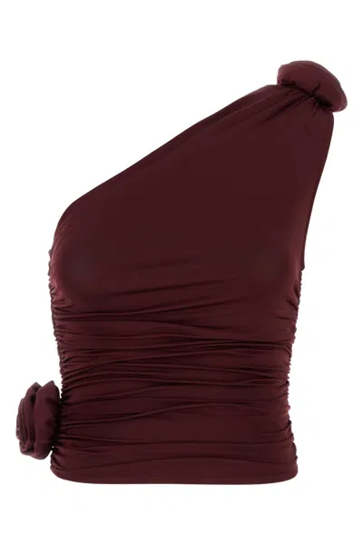 Magda Butrym Women Burgundy Stretch Viscose Top In Red