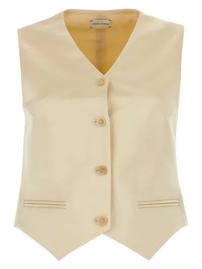 MAGDA BUTRYM WOMEN'S CREAM COTTON BLEND VEST