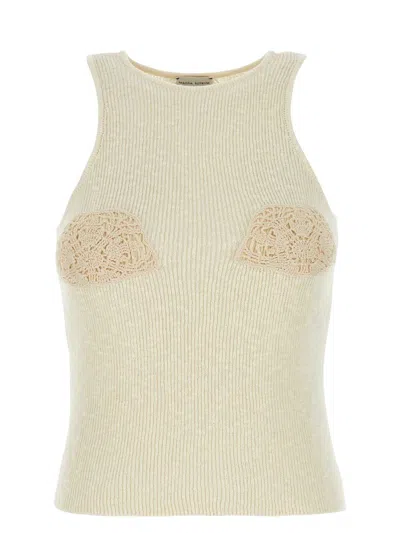 Magda Butrym Women's Cream Linen Blend Tank Top