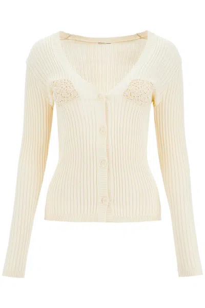 Magda Butrym Crochet Insert Cardigan With Eight In Beige