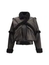 Magda Butrym Shearling-trimmed Bomber Leather Jacket In Brown