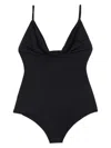 Magda Butrym Draped Neckline Swimsuit With High-cut Legs In Black