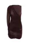 Magda Butrym Sheer Draped Mini Dress In Brown