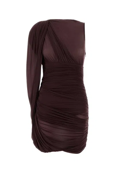 Magda Butrym Women Grape Stretch Tulle Dress In Brown