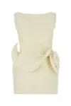 Magda Butrym Stretch Blend Mini Dress With Floral Applique In Neutrals