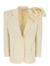 Magda Butrym Ivory Viscose Blend Blazer In Gold
