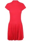 Magda Butrym Knitwear Dress With Cap Sleeves And High Neckline In Red