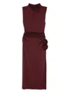 Magda Butrym Burgundy Draped High Neck Midi Dress