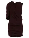 Magda Butrym Asymmetrical Draped Mini Dress In Bordeaux