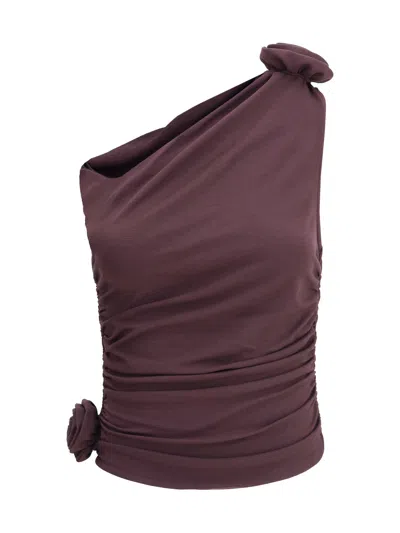 Magda Butrym Women One-shoulder Top In Burgundy
