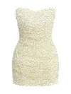 Magda Butrym Strapless Crochet-trimmed Ruched Polka-dot Silk-blend Chiffon Mini Dress In Multi