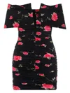 Magda Butrym Draped Floral-print Mini Dress In Black