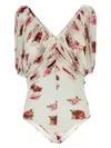 Magda Butrym Draped Sleeves Floral Pattern Bodysuit