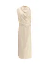 Magda Butrym Women Satin Long Dress In Brown
