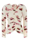 Magda Butrym Cream Printed Stretch Cupro Top