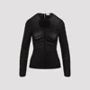 Magda Butrym Draped Ls Top Flower Detail In Black