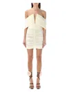 Magda Butrym Off-shoulder Ruched Minidress In Cream