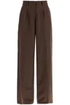 Magda Butrym Women's Wide Stretch Wool Trousers For Comfortable Fit In Brown