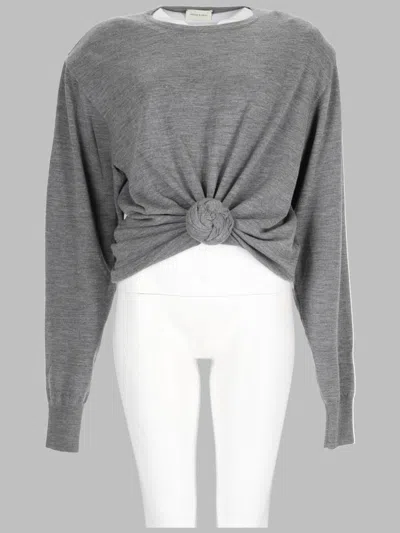 Magda Butrym Women's Wool Cropped Knot-front Sweater In Grey