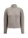 Magda Butrym Turtleneck Zip-front Cardigan In Gray